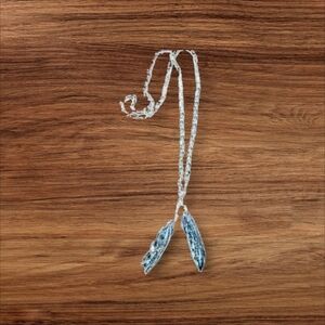 Women's beautiful silver and blue tassel necklace